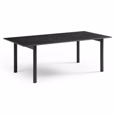 Table basse 120×60 cm céramique noir marbré pieds droits – INDIANA 09