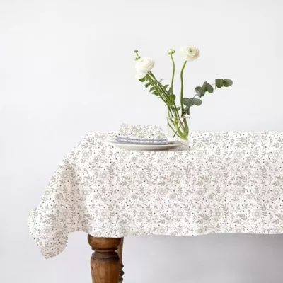 Lot nappe carrée + 2 serviettes de table déperlante floral 140x140cm