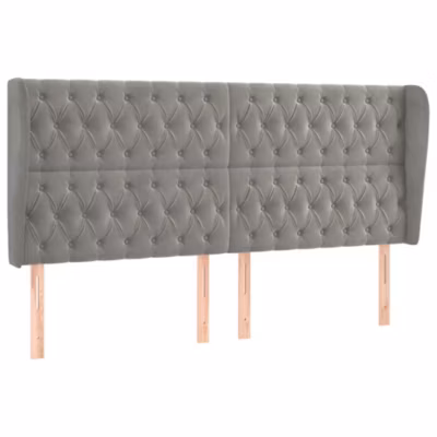 vidaXL Tête de lit avec oreilles Gris clair 183x23x118-128 cm Velours3118352