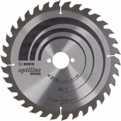 Bosch Optiline Wood 2608838409 Lame de scie circulaire 216 x 30 x 2,6/1,6 mm, 34 dents
