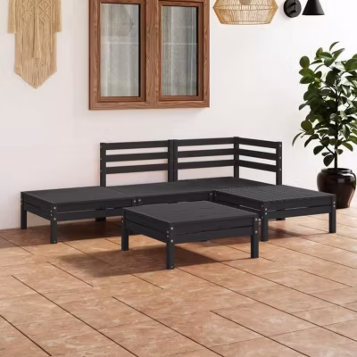 vidaXL Bois de Pin Massif Salon de Jardin 5 pcs Mobilier de Patio Ensemble de Meubles de Terrasse Meubles d&rsquo;Extérieur 3082626