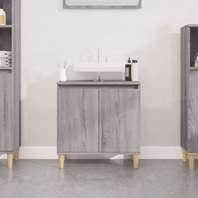 ZMH Meuble d&rsquo;évier sonoma gris 58x33x60 cm bois d&rsquo;ingénierie