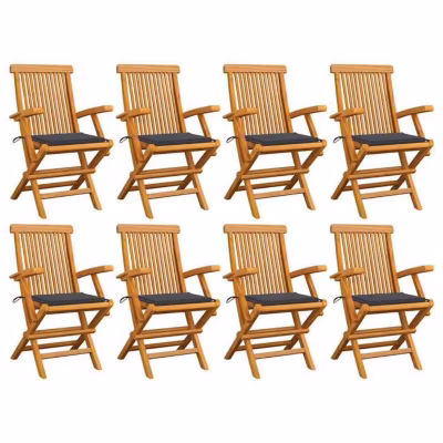 vidaXL Lot de 8 Chaises de Jardin avec Coussins, Sièges de Terrasse, Chaises de Balcon, Meubles de Patio Extérieur, 3072889