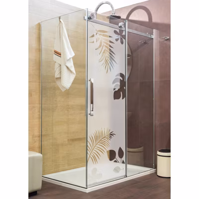 Film Fenêtre Anti Regard Occultant – FEUILLES EXOTIQUES – Stickers Autocollant Brise-Vue pour Vitre & Porte de Douche – 150x45cm
