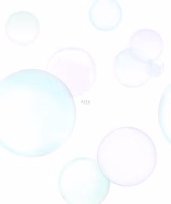 ESTAhome papier peint panoramique grandes bulles flottantes violet, rose clair, vert menthe et bleu 250 x 279 cm
