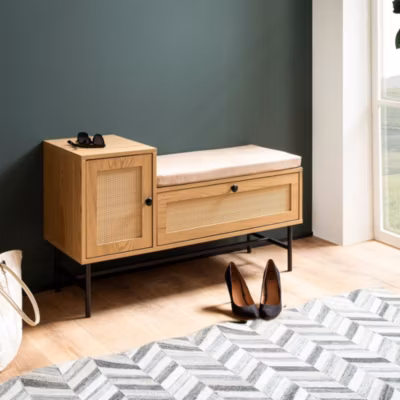Banc de Rangement à Chaussure Entrée 100 cm Étagère a Chaussures Chêne FineBuy