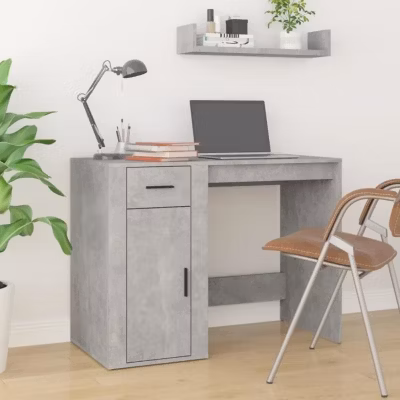 816788 vidaXL Bureau Gris béton 100x49x75 cm Bois d&rsquo;ingénierie