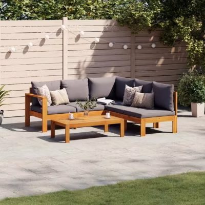 Salon de jardin VidaXL acacia massif gris modulable 4 pieces