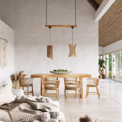 Suspension Bois Géométrique Design pour Ampoule E27 – SILAMP