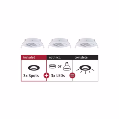 Paulmann Choose collERette pivotante jeu de 3 10 W blanc mat 84 mm