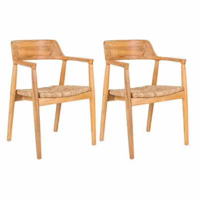 VANCOUVER – Lot de 2 Chaises en Bois de Sungai et Assise en Paille