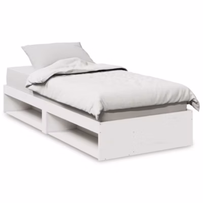 Lit simple, Lit adulte, Lit de jour sans matelas blanc 90×190 cm bois de pin massif