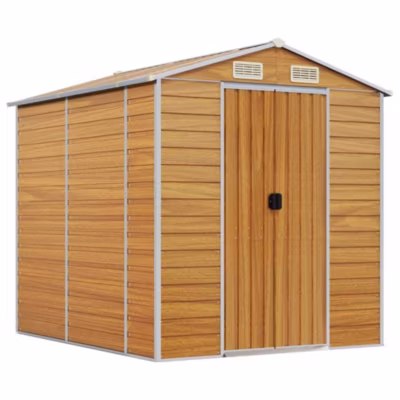 Abri de jardin marron clair 191 x 215 x 198 cm en acier galvanisé vidaXL