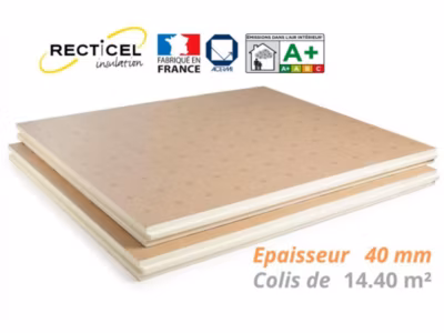 Dalle isolante polyurethane Eurosol – 40 mm – R 1.85 – Colis de 14.40 m² (12 dalles)