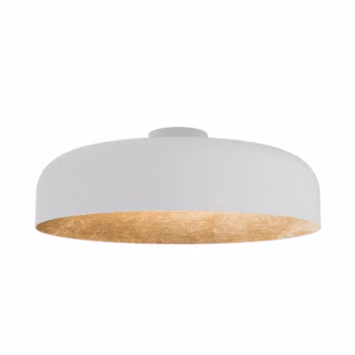 LUMICOM – TUZZI Plafonnier, 1xE27, max 42W, métal, blanc mat/feuille d&rsquo;or, D.40cm