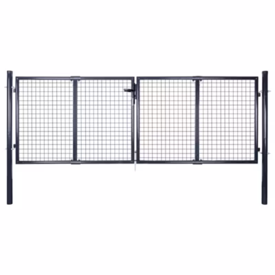 Portail de jardin,Porte de jardin,Portillons de jardin grillagé en acier galvanisé 300 x 100 cm gris