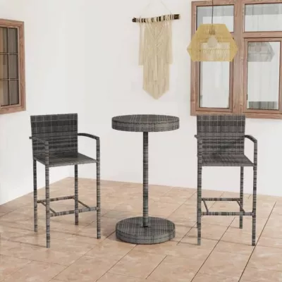 vidaXL Ensemble de Bar de Jardin 3 pcs Mobilier de Bistrot Ensemble de Salle à Manger d&rsquo;Extérieur Salon de Jardin Résine 3064770