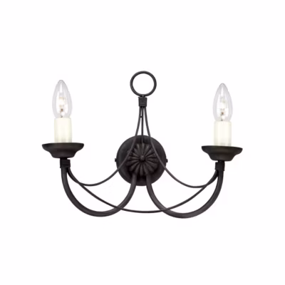Elstead Carisbrooke – Applique murale intérieure à 2 ampoules noir – Abat-jour en verre non inclus, E14