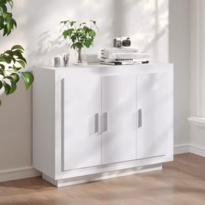 811835 vidaXL Buffet Blanc 92x35x75 cm Bois d&rsquo;ingénierie