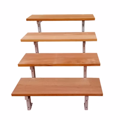 Escalier en acier BALI, 4 marches en bois exotique Bangkirai, Hauteur 71 cm – L 80 cm