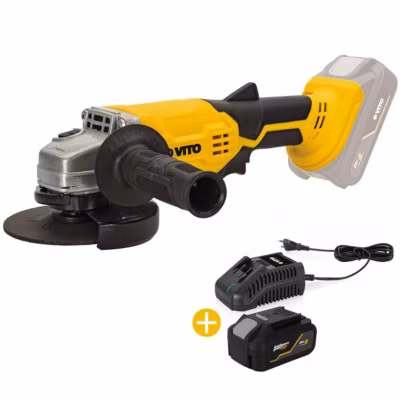Meuleuse d&rsquo;angle 115mm 20V 115mm + Batterie Lithium 4AH + Chargeur Rapide VITO