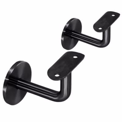 2 x Support mural fixe – Main courante diam. 42,4 mm – Fixation M8 – Noir anthracite
