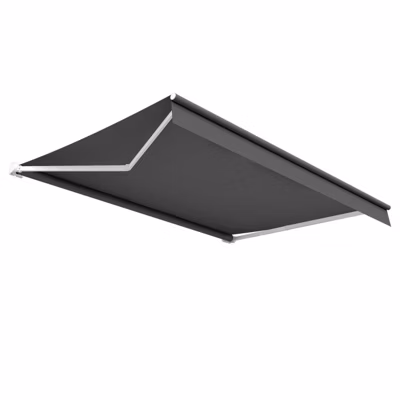 Store banne loggia LUPA Lambrequin inclus (Motorisé à Télécommande – Blanc brillant – Noir – 4.00m x 3.00m)