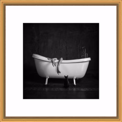 Tirage sous-verre encadré bathroom stories 80×80 cm Fabriqué en France