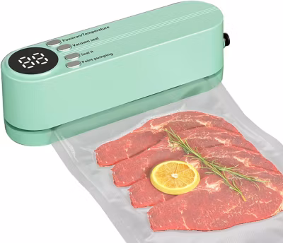 Mini machine à emballer sous vide portable verte, batterie