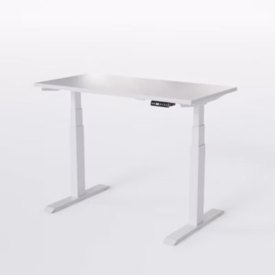 AUM WORLD Bureau Assis Debout Électrique Idéal Petit Espace – Compact et Motorisé – Réglable 62,5 à 127,5 cm – Ports USB A & C