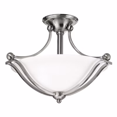 Elstead Bolla – Plafonnier semi-affleurant à 2 ampoules, nickel brossé, E27