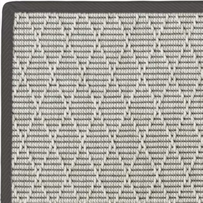 Tapis intérieur / extérieur Timika – Blanc craie – Galon noir – 250 x 350 cm