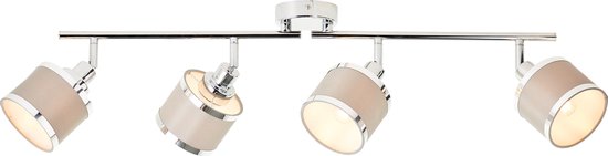 Brilliant Spot Alexia 4-flammes chrome/gris métal/textile 4x D45, E14, 28 W, Convient pour lampe à poser (non incluse)