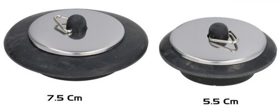 Bouchon de vidange Gerimport – 2x pièces – D7,5 – D5,5 cm – bouchon d&rsquo;évier – accessoires de cuisine