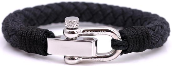 Bracelet FortunaBeads Nautical S2 Acier Noir – Homme – Corde – Grand 20cm