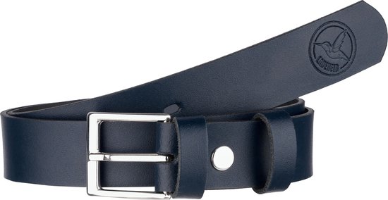 Ladeheid Kinderriem – Riem – Jongens – Broekriem – Verstelbaar – Leer – Marineblauw-1/Logo-1 – 55 cm LA-EL-KIDS