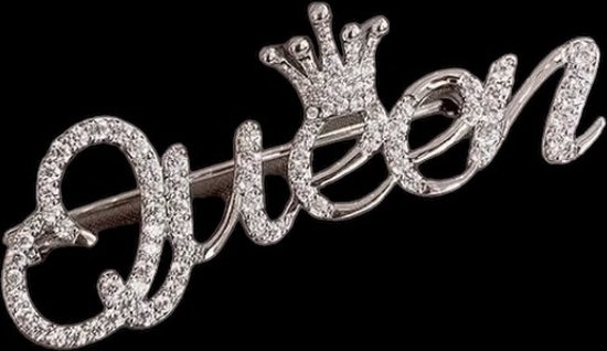 Broche Reine avec couronne Strass (Couleur argent) 5 x 1,8 cm