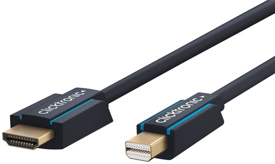 ClickTronic 1m miniDisplayPort/HDMI m/m, 1 m, mini DisplayPort, HDMI, Or, Bleu, Mâle/Mâle