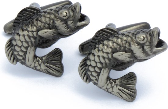 Boutons de manchette de manchette – Perche Poisson Dark Metal