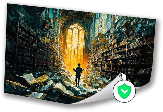 Bibliothèque magique avec livres – Décoration murale bibliothèque – Poster livres – Surréaliste – Affiches Vintage – Décoration bureau – poster 70×50 cm