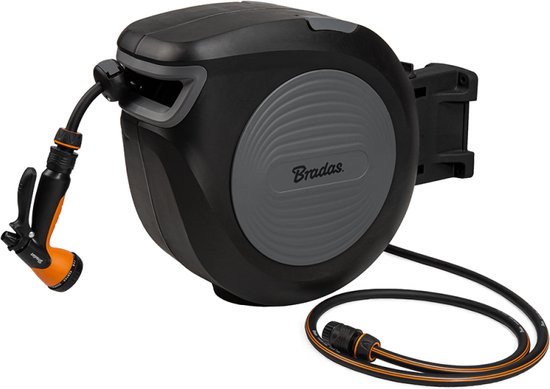 Bradas Dévidoir mural BLACK LINE 13 mm (1/2&Prime;) – 30m – Rétractable automatiquement