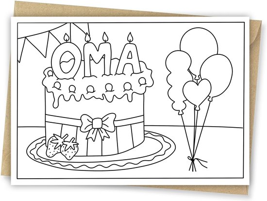 Carte à colorier Anniversaire Mamie – Félicitation – Carte enfant – DIY