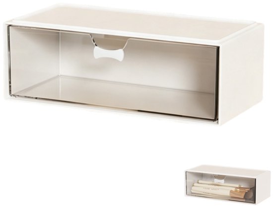 Boîte de rangement – Boîte de rangement pour armoire de toilette – Boîte de rangement pour pinceaux de maquillage – Étagère – Convient pour le bureau – salle de bain – chambre – salon – blanc – 20,5*10*7,4 cm