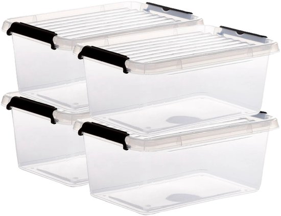Boîte de rangement 5Five avec couvercle – 4,5x – Clip Box – 4,5 litres – 29 x 20 x 12 cm – plastique – transparent