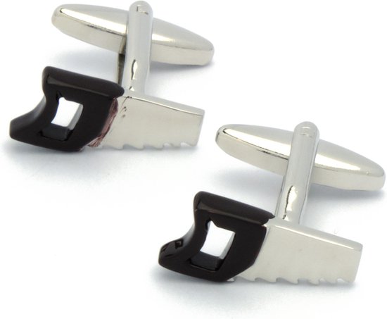 Boutons de manchette de manchette – Saw Scies Zwart et Argent