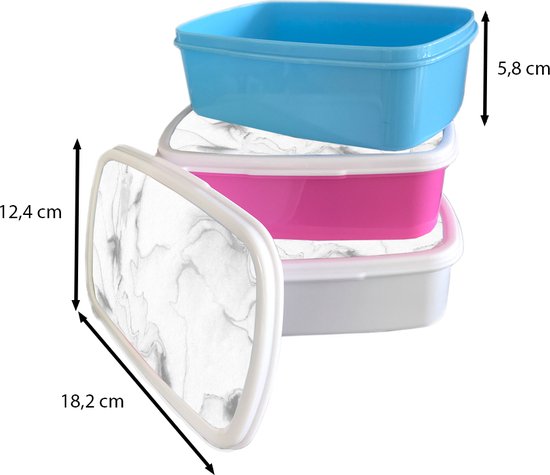 Boîte à lunch Blauw – Boîte à lunch – Boîte à pain – Marbre – Grijs – Wit – Abstrait – Aspect marbre – 18x12x6 cm – Enfants – Garçon – Cadeau Sinterklaas – Distribution cadeaux pour enfants – Cadeaux chaussures Sinterklaas