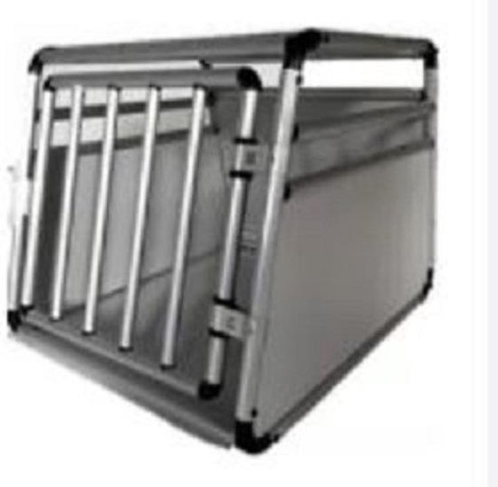 Bench de voiture – Dog Crate Aluminium Medium – Cage de transport – Cage de voiture 82 x 61 x 62 cm – MDF gris