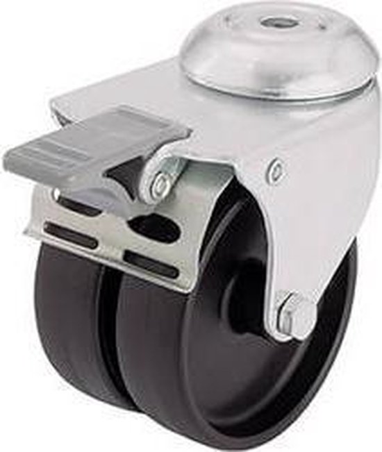 Blickle 276394 Roulette pivotante double pour appareils, Ø 50 mm avec trou de fixation et frein Exécution (générale) Roulettes doubles avec