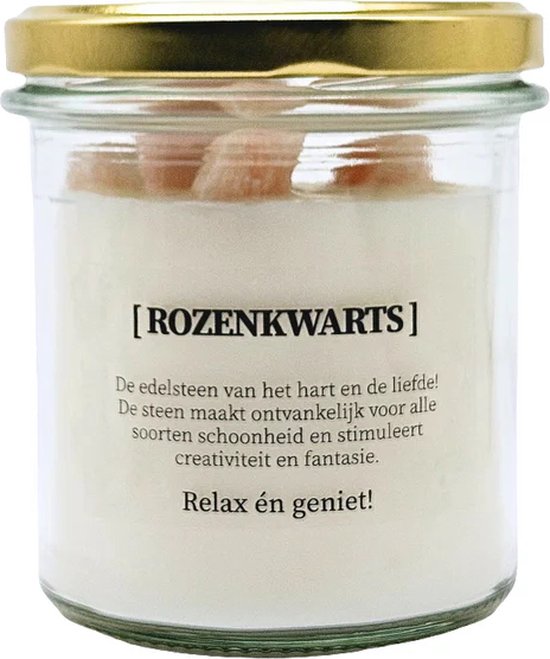 Bougie avec pierre précieuse et décoration parfumée – Quartz Rose