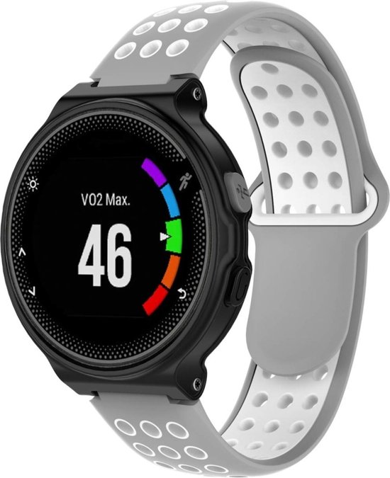 By Qubix Bracelet sport Siliconen – Grijs + blanc – Garmin Forerunner 220 – 230 – 235 – 620 – 630 – 735 (XT) – Bracelet Garmin